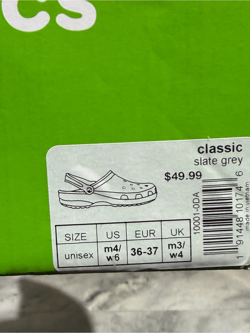 CROCS Kids Classic Clog in Charcoal Gray women’s 6 men’s 4 - Picture 6 of 6